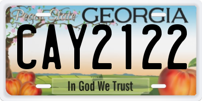 GA license plate CAY2122