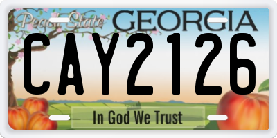 GA license plate CAY2126