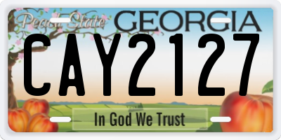 GA license plate CAY2127