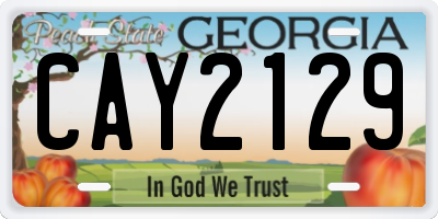 GA license plate CAY2129