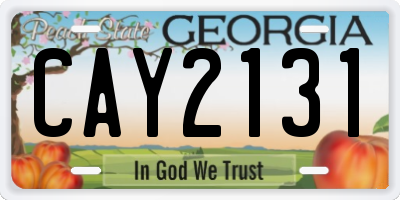 GA license plate CAY2131