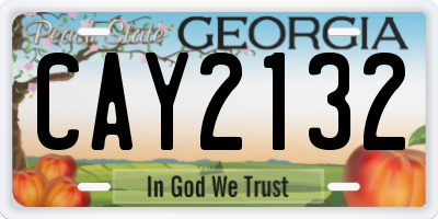 GA license plate CAY2132
