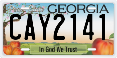 GA license plate CAY2141