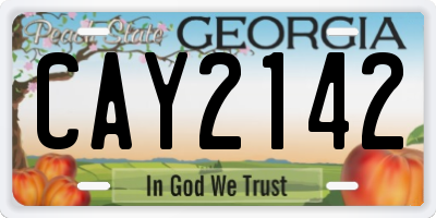 GA license plate CAY2142