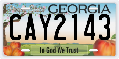 GA license plate CAY2143