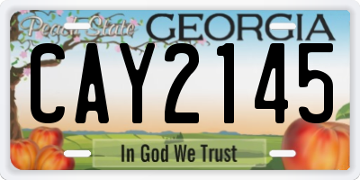 GA license plate CAY2145
