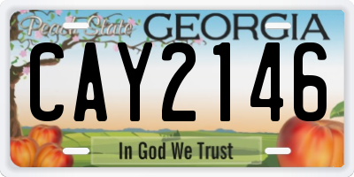 GA license plate CAY2146