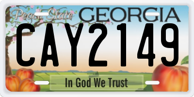 GA license plate CAY2149