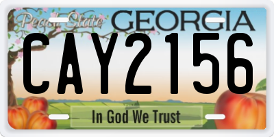 GA license plate CAY2156