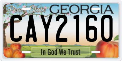 GA license plate CAY2160