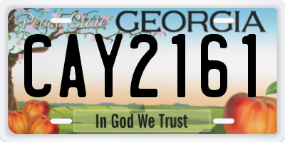 GA license plate CAY2161