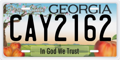 GA license plate CAY2162
