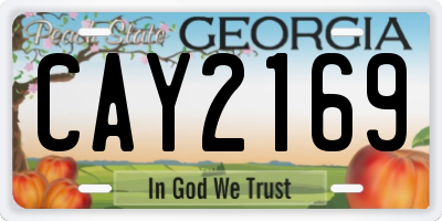 GA license plate CAY2169