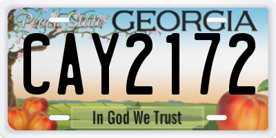 GA license plate CAY2172