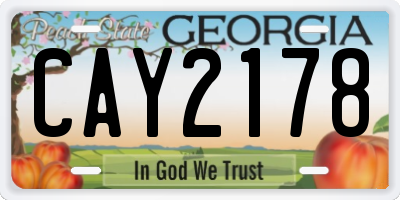 GA license plate CAY2178