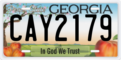 GA license plate CAY2179