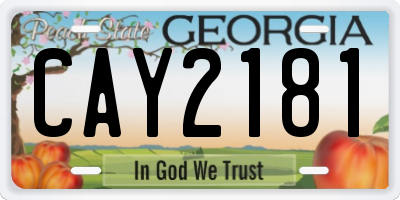 GA license plate CAY2181