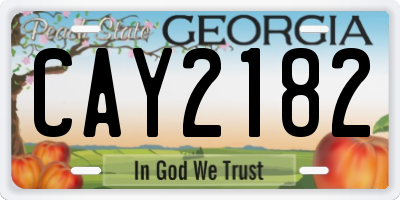 GA license plate CAY2182