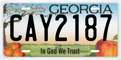 GA license plate CAY2187