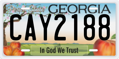 GA license plate CAY2188