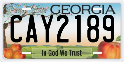 GA license plate CAY2189