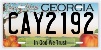 GA license plate CAY2192