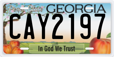 GA license plate CAY2197
