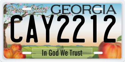 GA license plate CAY2212