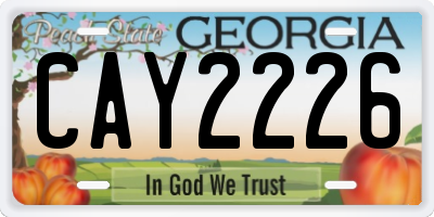 GA license plate CAY2226