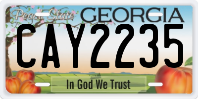 GA license plate CAY2235