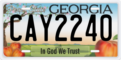 GA license plate CAY2240