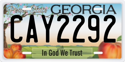 GA license plate CAY2292