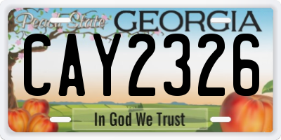 GA license plate CAY2326