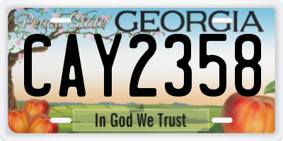 GA license plate CAY2358