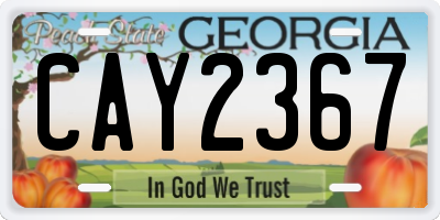 GA license plate CAY2367