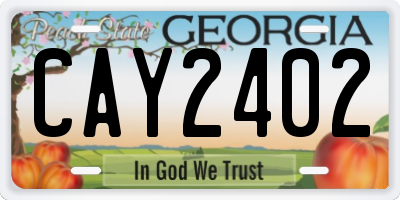 GA license plate CAY2402