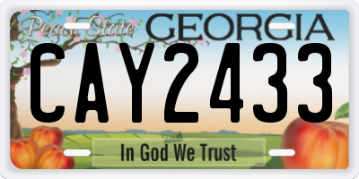 GA license plate CAY2433