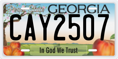 GA license plate CAY2507