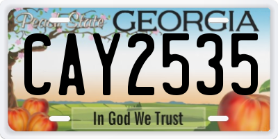 GA license plate CAY2535