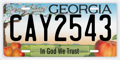 GA license plate CAY2543
