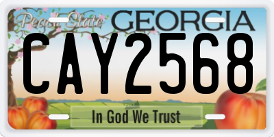 GA license plate CAY2568