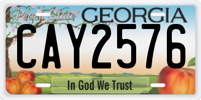 GA license plate CAY2576