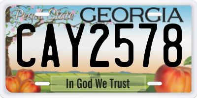 GA license plate CAY2578