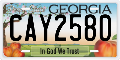 GA license plate CAY2580