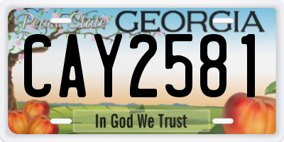 GA license plate CAY2581