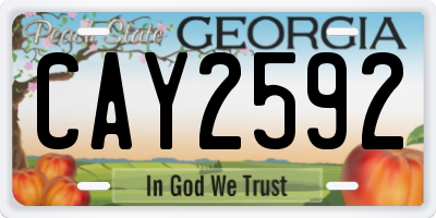 GA license plate CAY2592