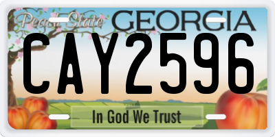 GA license plate CAY2596