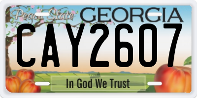 GA license plate CAY2607