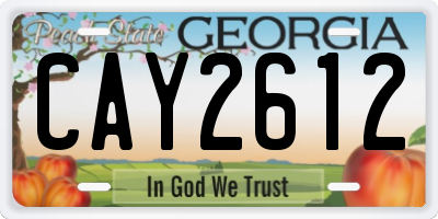 GA license plate CAY2612