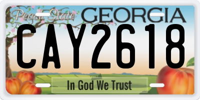 GA license plate CAY2618